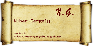 Nuber Gergely névjegykártya